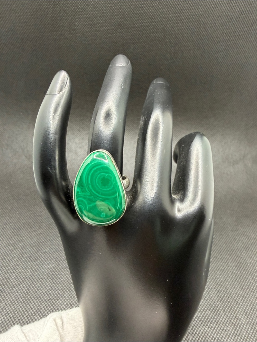 Artisan Malachite Teardrop Sterling Silver Statement Ring Sz 7